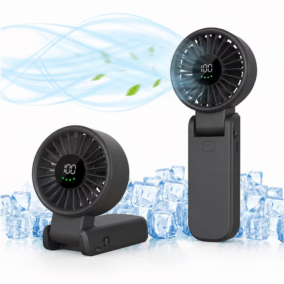 Foldable Handheld Turbo Fan with Digital Display