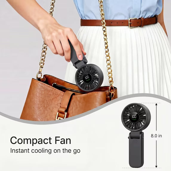 Foldable Handheld Turbo Fan with Digital Display